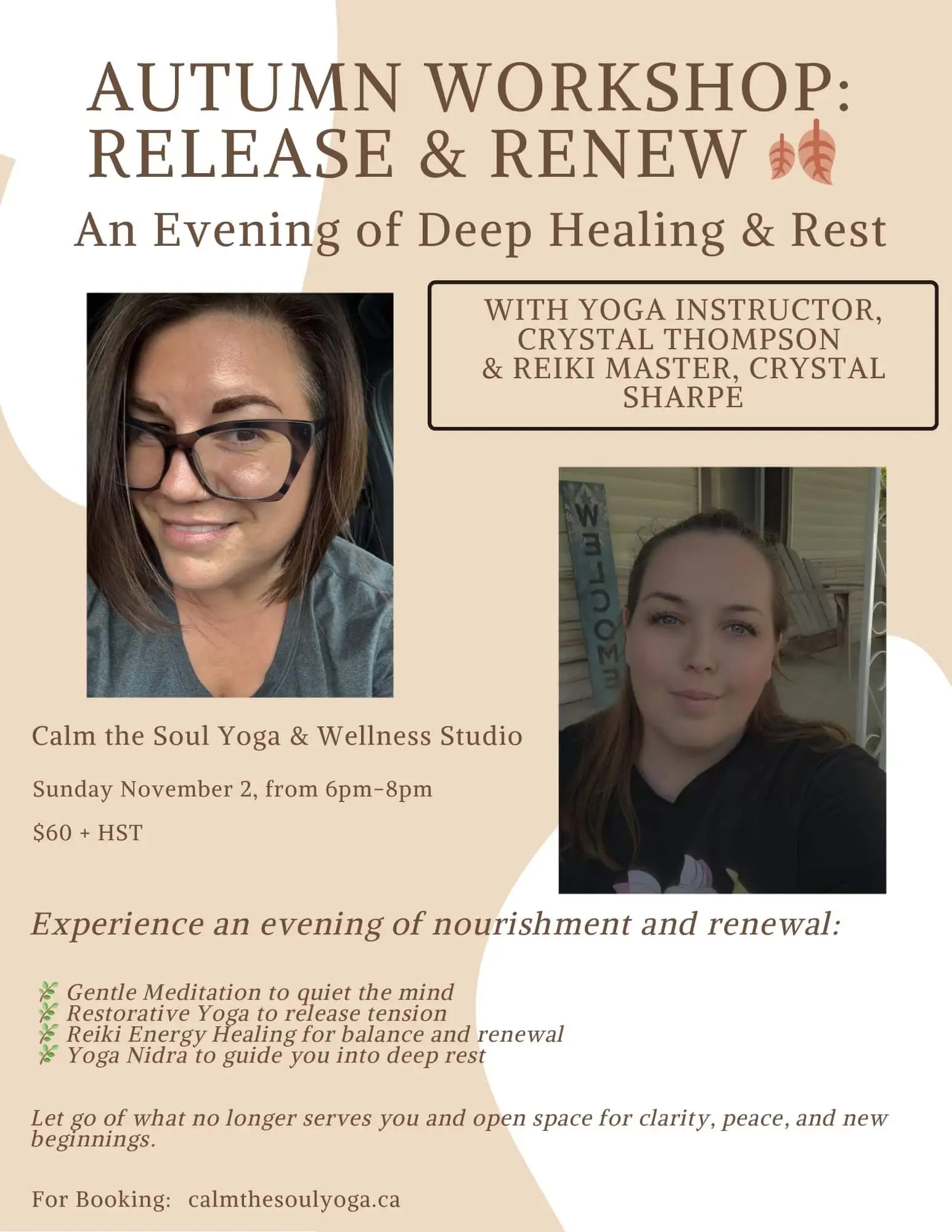 Autumn Workshop: Release & Renew — November 2, 2025 from 6:00 PM to 8:00 PM